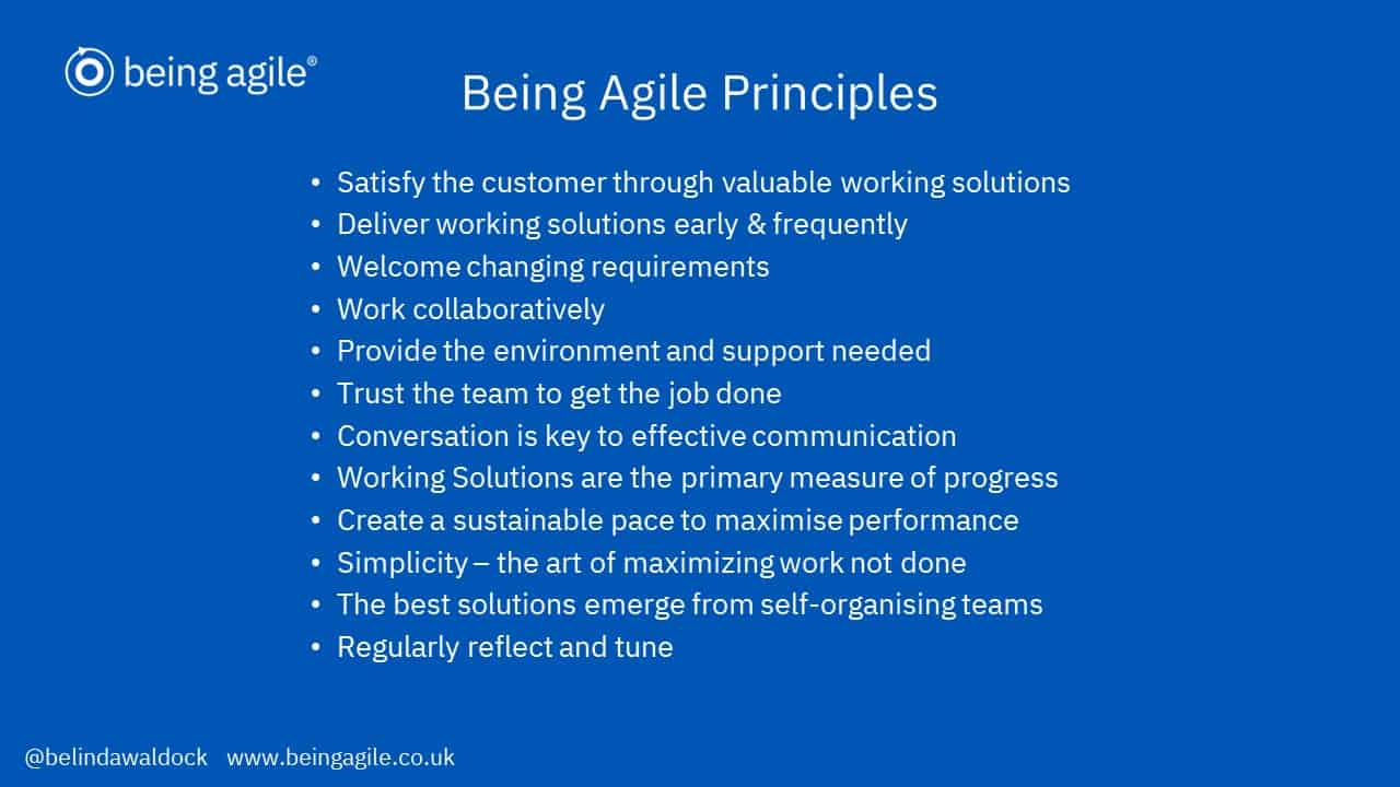 Being Agile Manifesto and Principles - Adapted for Business