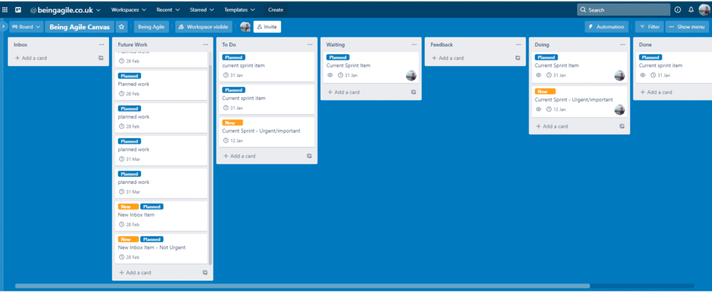 trello board agile canvas